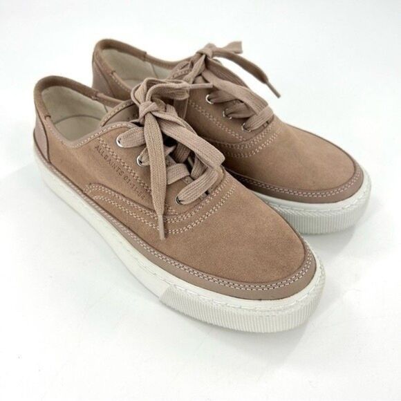 NEW AllSaints Bella Suede Low Top Sneakers Dirty Pink Size 8/38 NEW - Picture 6 of 15